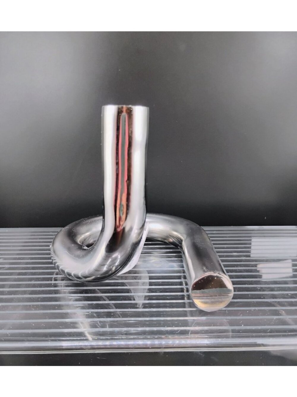 Threshold Silver Loop Metal Candle Holder 10" Sleek Polished Finish